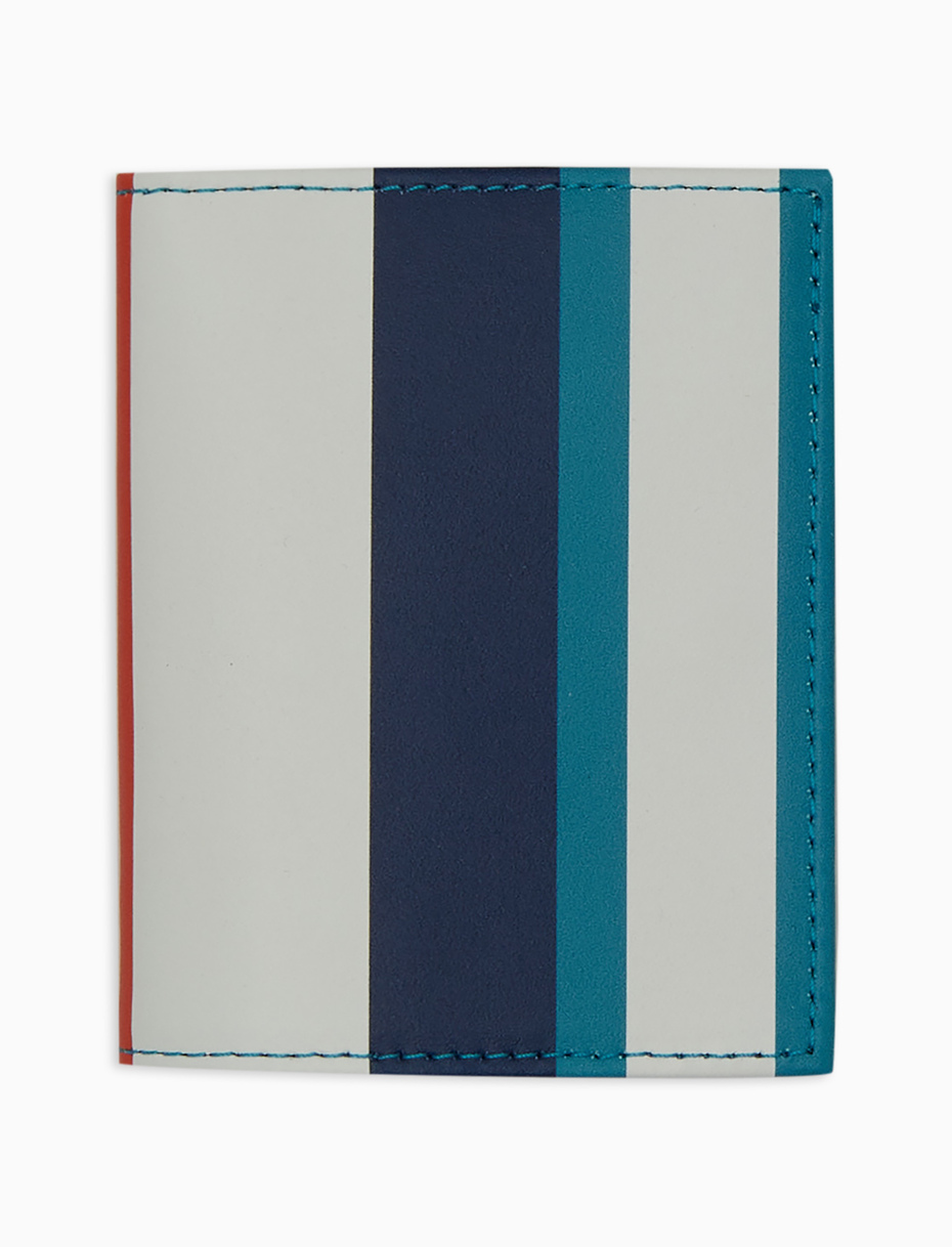 Unisex white leather card holder with multicoloured stripes - Gallo 1927 - Official Online Shop