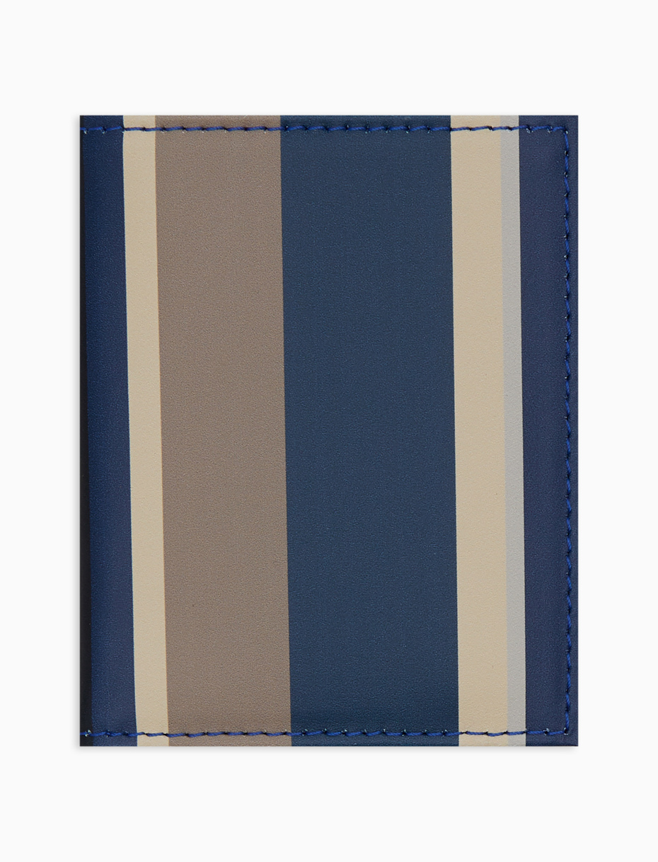 Porta carta di credito unisex pelle blu righe multicolor - Gallo 1927 - Official Online Shop