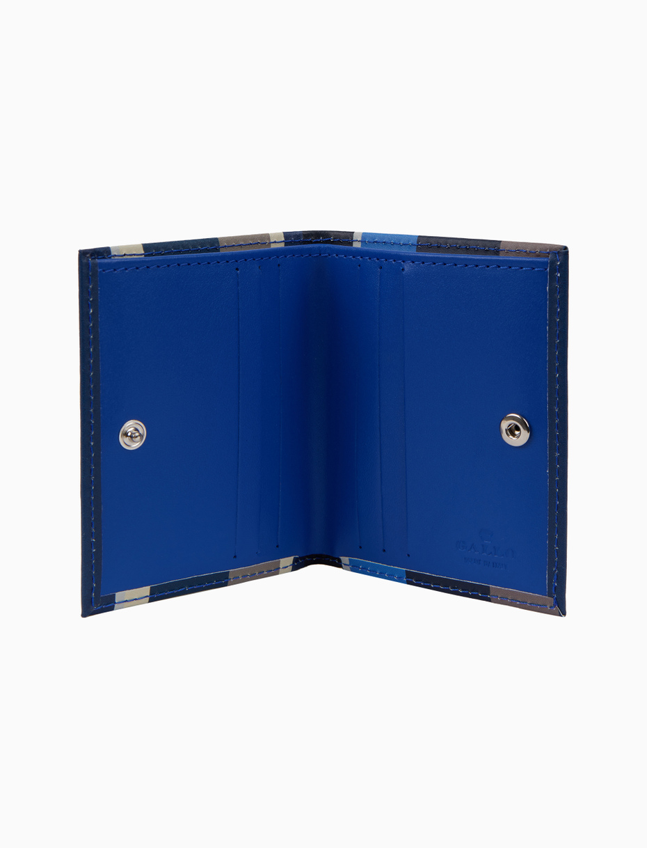 Porta carta di credito unisex pelle blu righe multicolor - Gallo 1927 - Official Online Shop