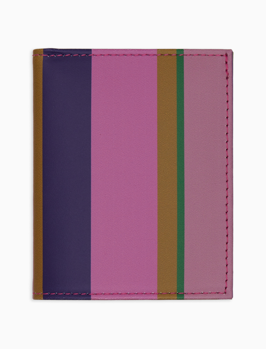 Porta carta di credito unisex pelle viola righe multicolor - Gallo 1927 - Official Online Shop