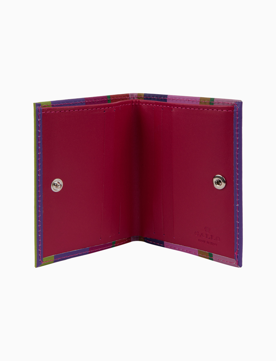 Porta carta di credito unisex pelle viola righe multicolor - Gallo 1927 - Official Online Shop
