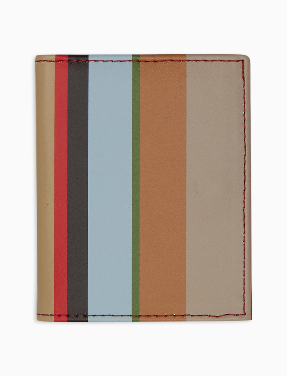 Unisex biscuit leather credit card holder with multicoloured stripes - Gallo 1927 - Official Online Shop