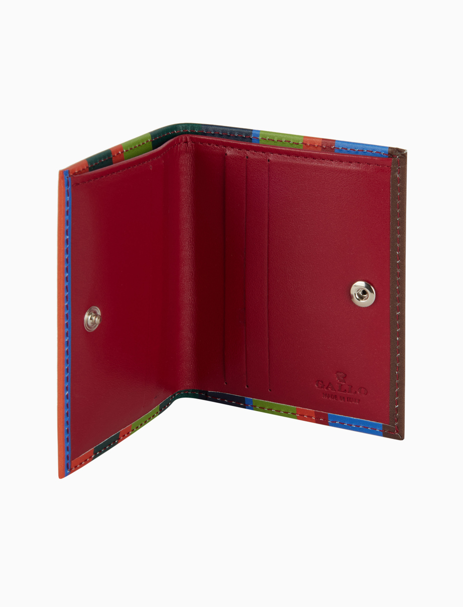 Porta carta di credito unisex pelle verde righe multicolor - Gallo 1927 - Official Online Shop
