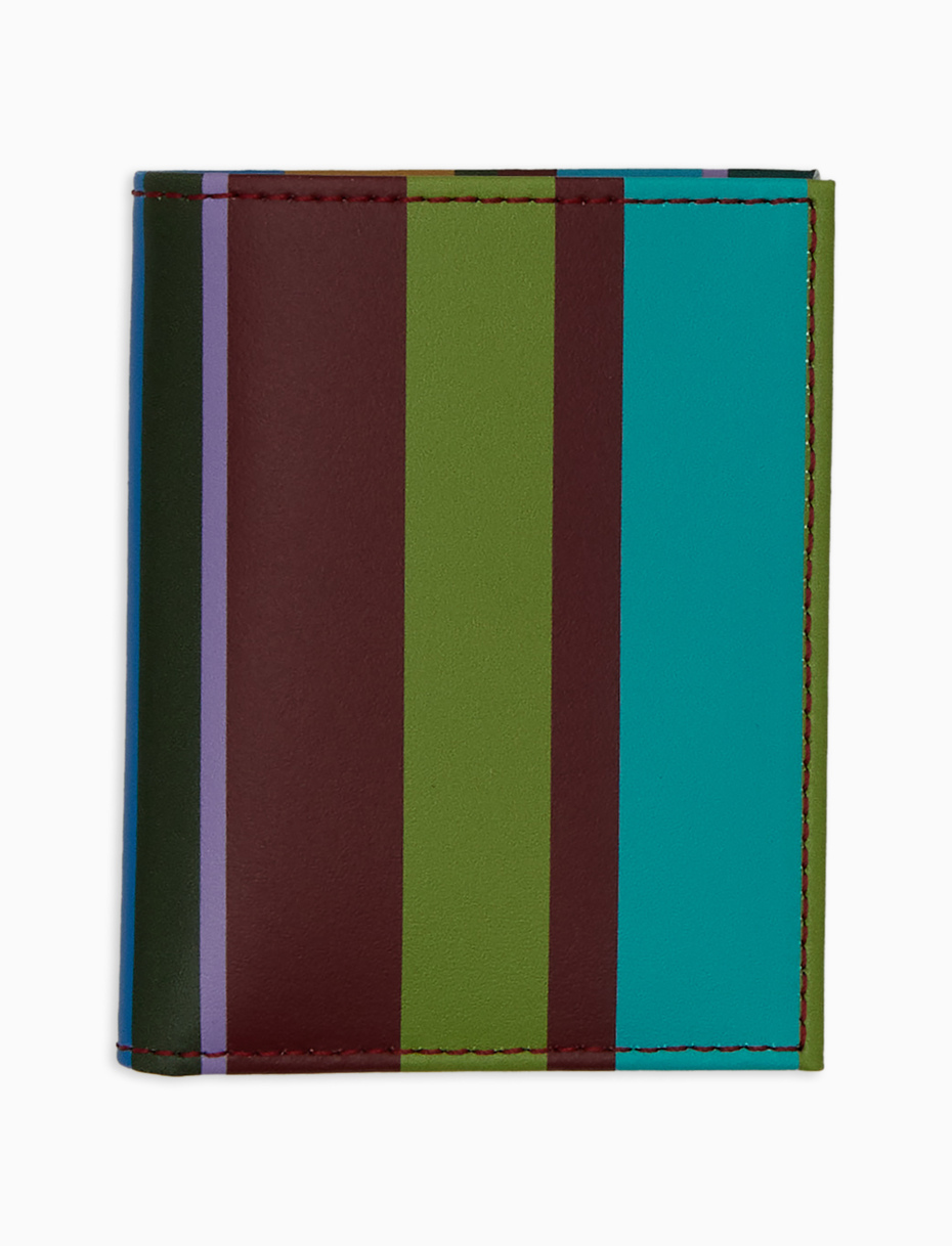 Unisex green leather card holder with multicoloured stripes - Gallo 1927 - Official Online Shop