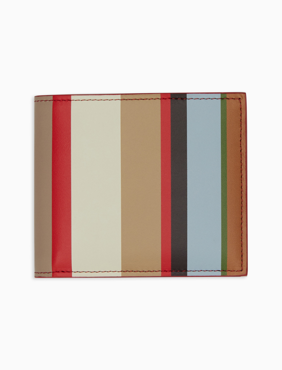 Men's biscuit leather wallet with multicoloured stripes and plain interior - Gallo 1927 - Official Online Shop