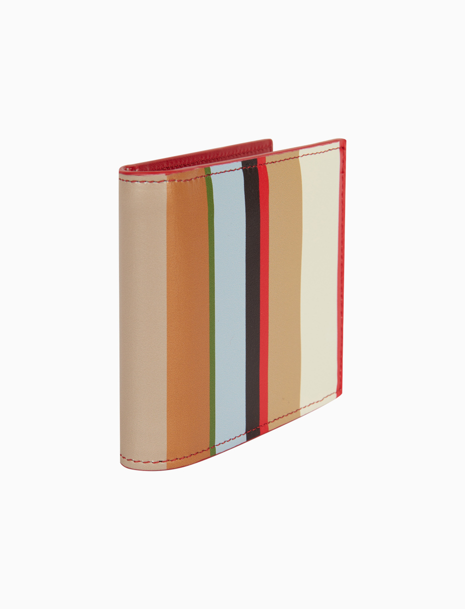 Men's biscuit leather wallet with multicoloured stripes and plain interior - Gallo 1927 - Official Online Shop