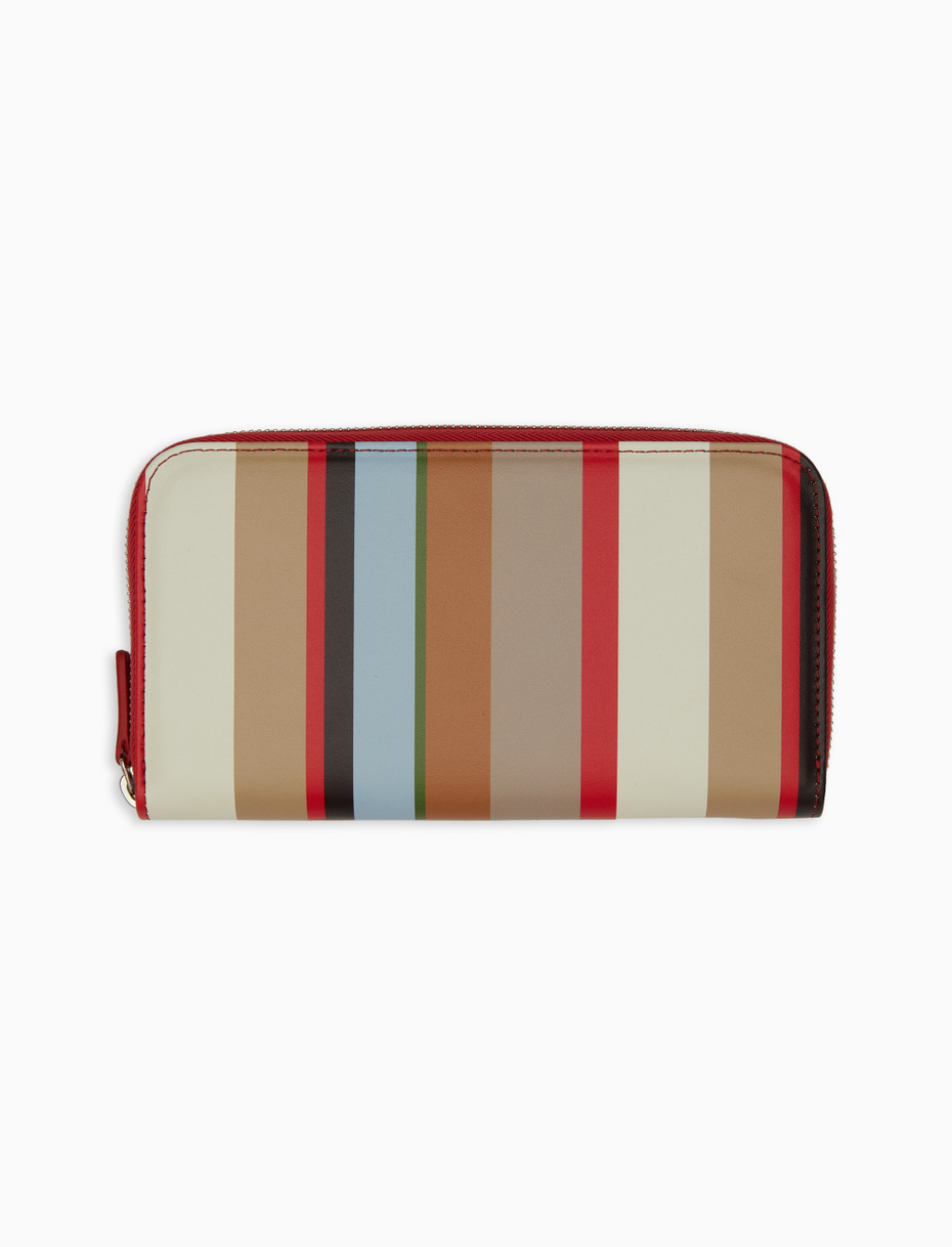 Portafoglio con zip donna pelle biscotto righe multicolor - Gallo 1927 - Official Online Shop