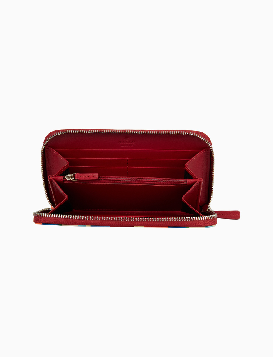 Portafoglio con zip donna pelle aragosta righe multicolor - Gallo 1927 - Official Online Shop