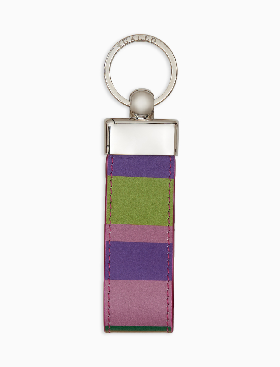 Portachiavi listello doppio unisex pelle viola righe multicolor - Gallo 1927 - Official Online Shop