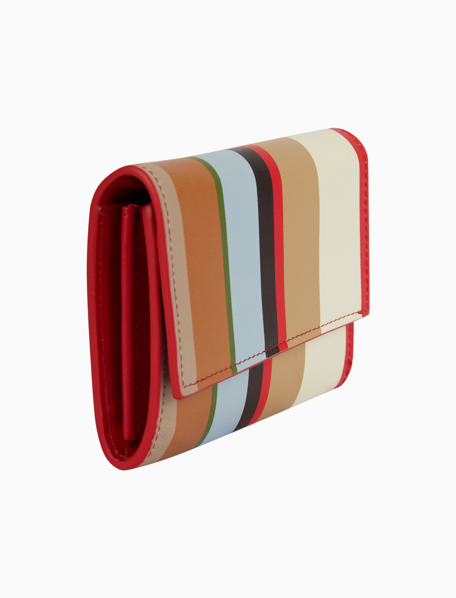 Women's small biscuit leather purse with multicoloured stripes - Gallo 1927 - Official Online Shop