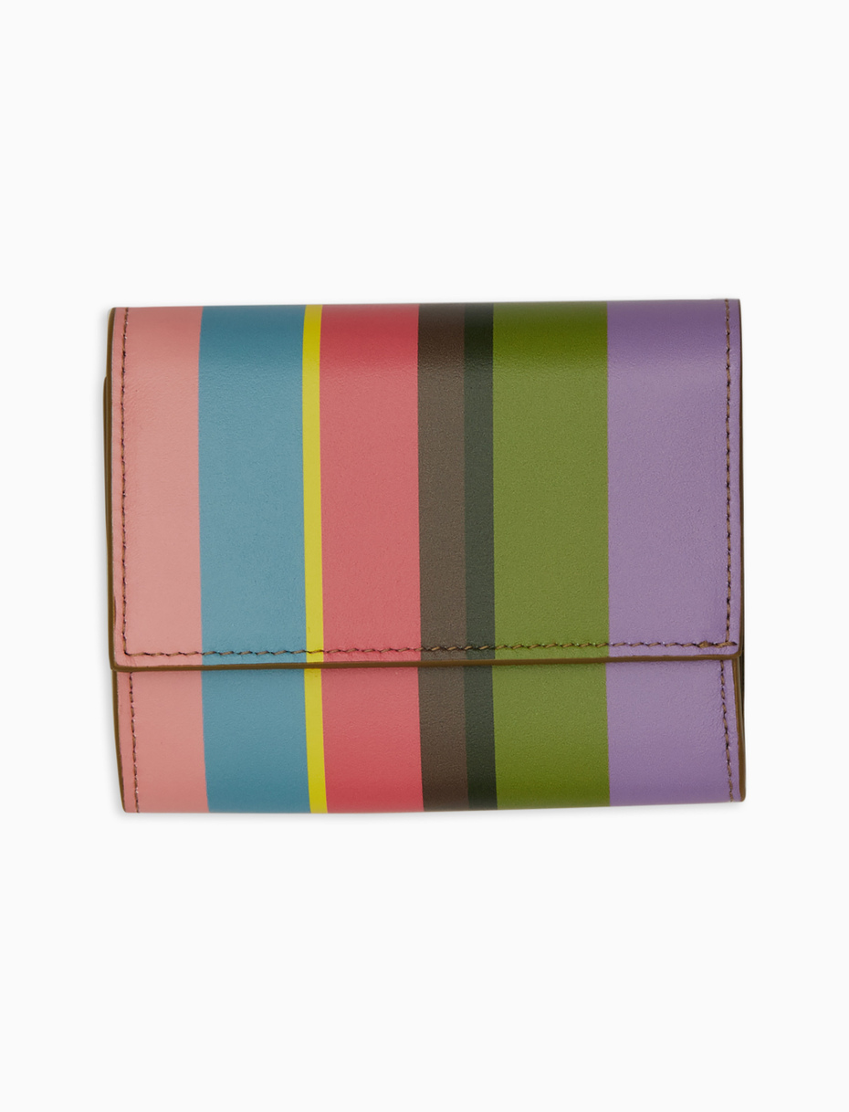 Women's small geranium leather purse with multicoloured stripes - Gallo 1927 - Official Online Shop