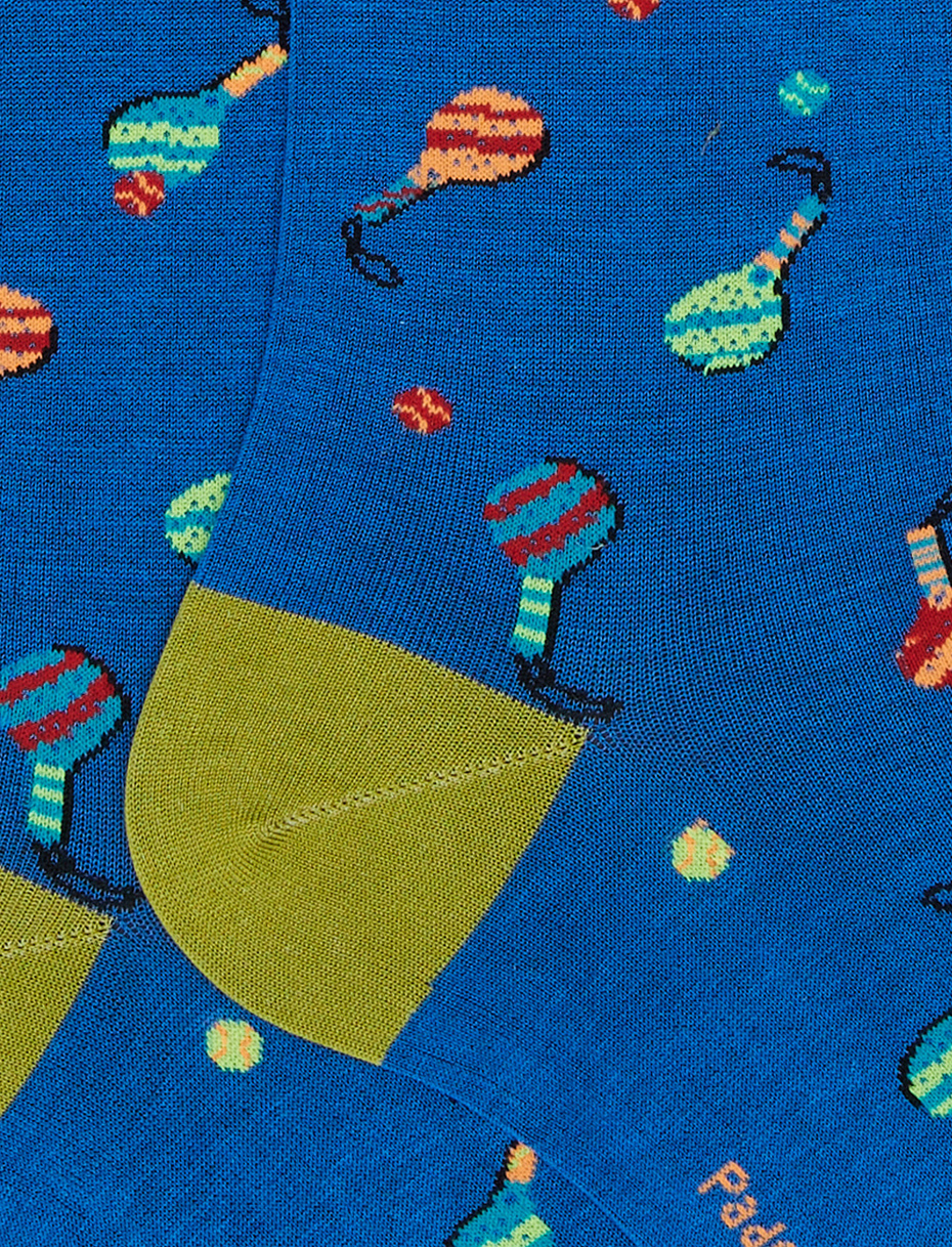 Calze lunghe donna cotone leggerissimo blu francese fantasia padel - Gallo 1927 - Official Online Shop