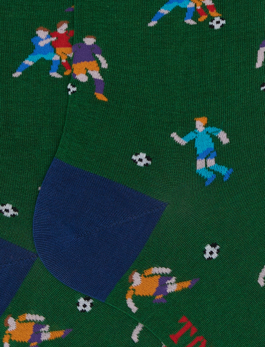 Men's short basil green ultra-light cotton socks with footballer motif - Gallo 1927 - Official Online Shop