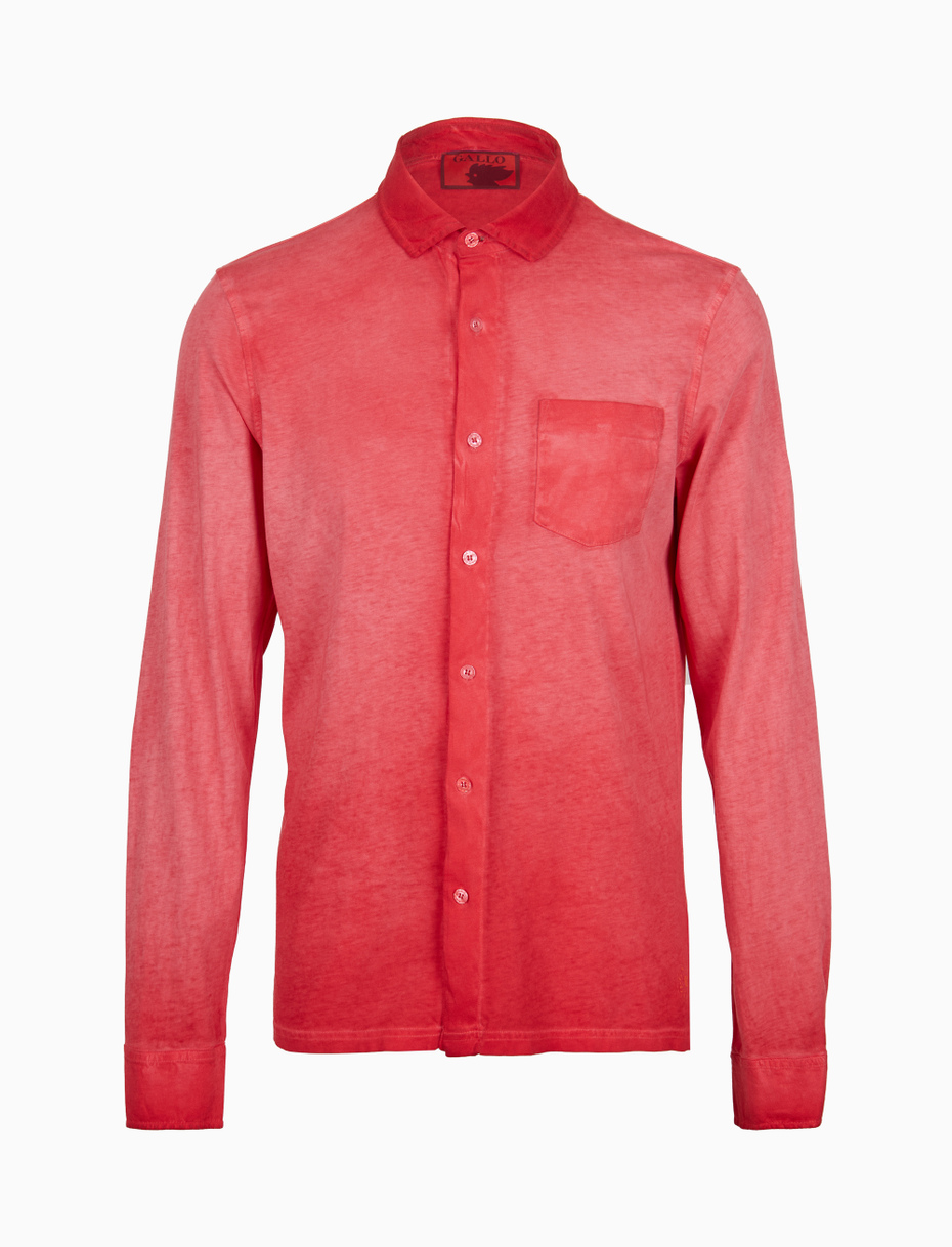 Men's plain dyed gerbera long-sleeved cotton polo shirt - Gallo 1927 - Official Online Shop