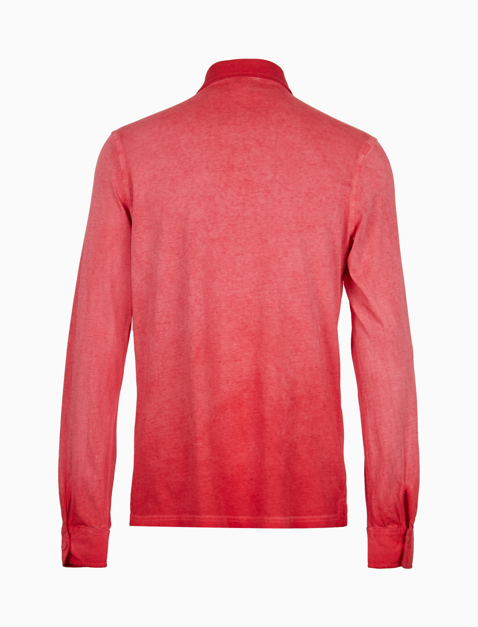 Men's plain dyed gerbera long-sleeved cotton polo shirt - Gallo 1927 - Official Online Shop