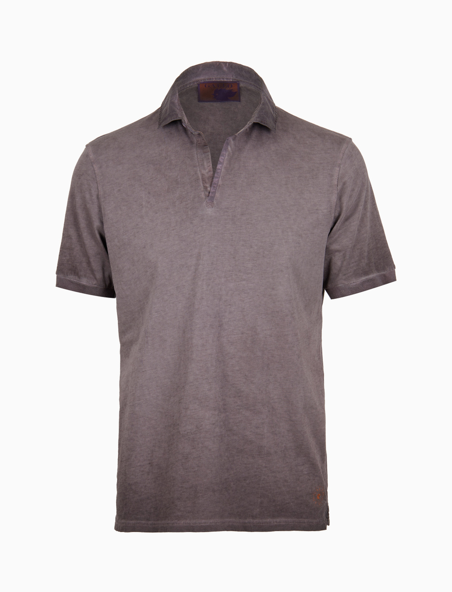 Men's plain dyed brown short-sleeved cotton polo - Gallo 1927 - Official Online Shop