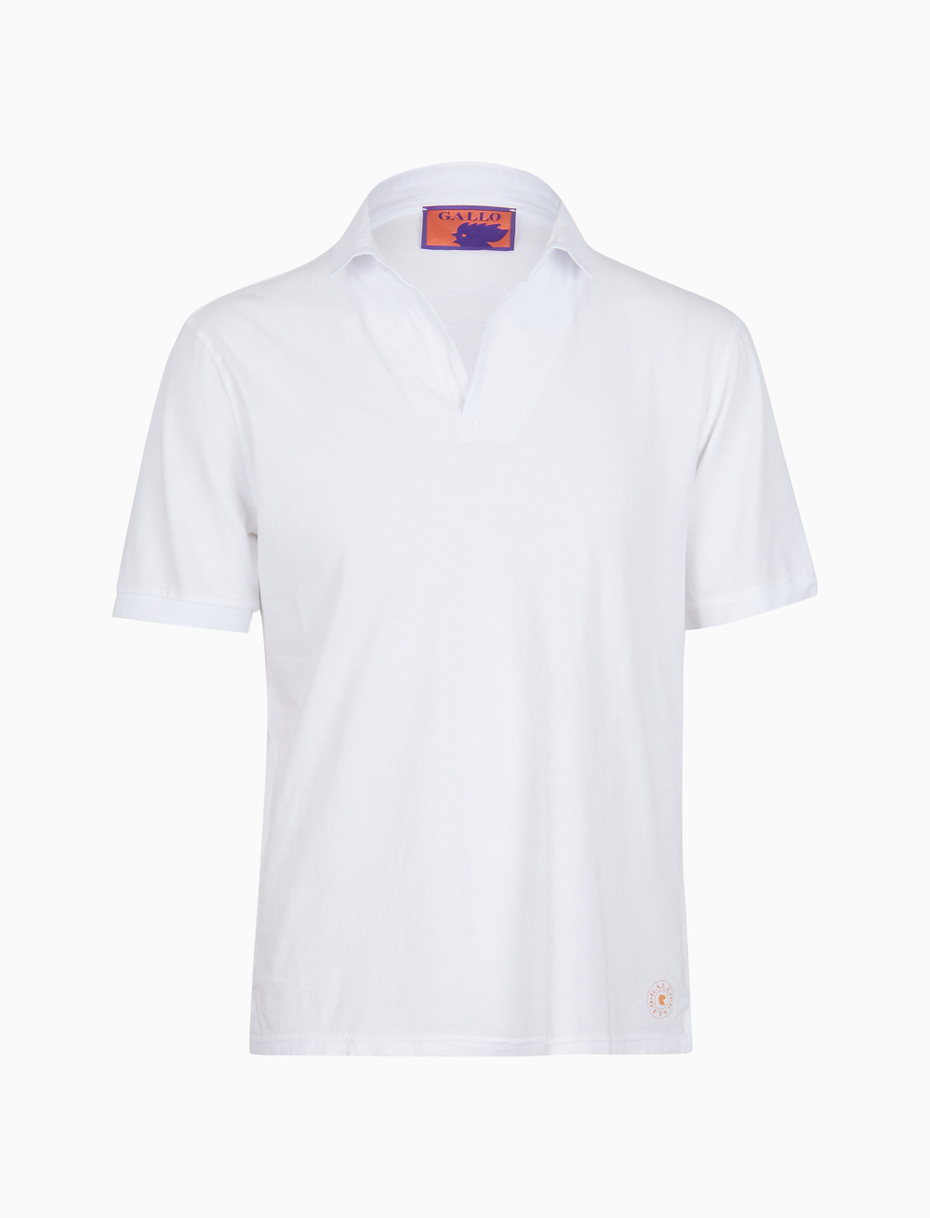 Men's plain dyed white short-sleeved cotton polo - Gallo 1927 - Official Online Shop