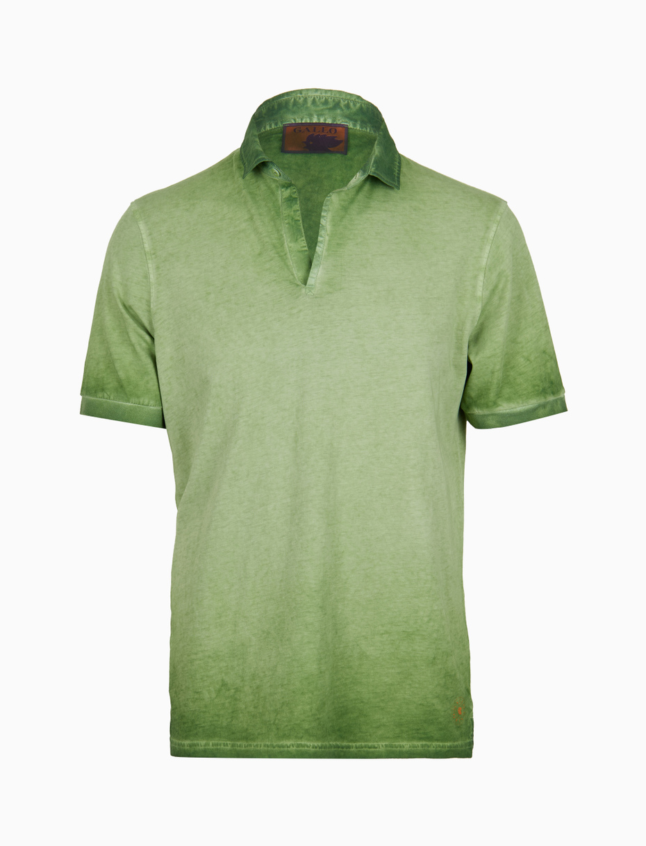 Men's plain dyed green short-sleeved cotton polo - Gallo 1927 - Official Online Shop