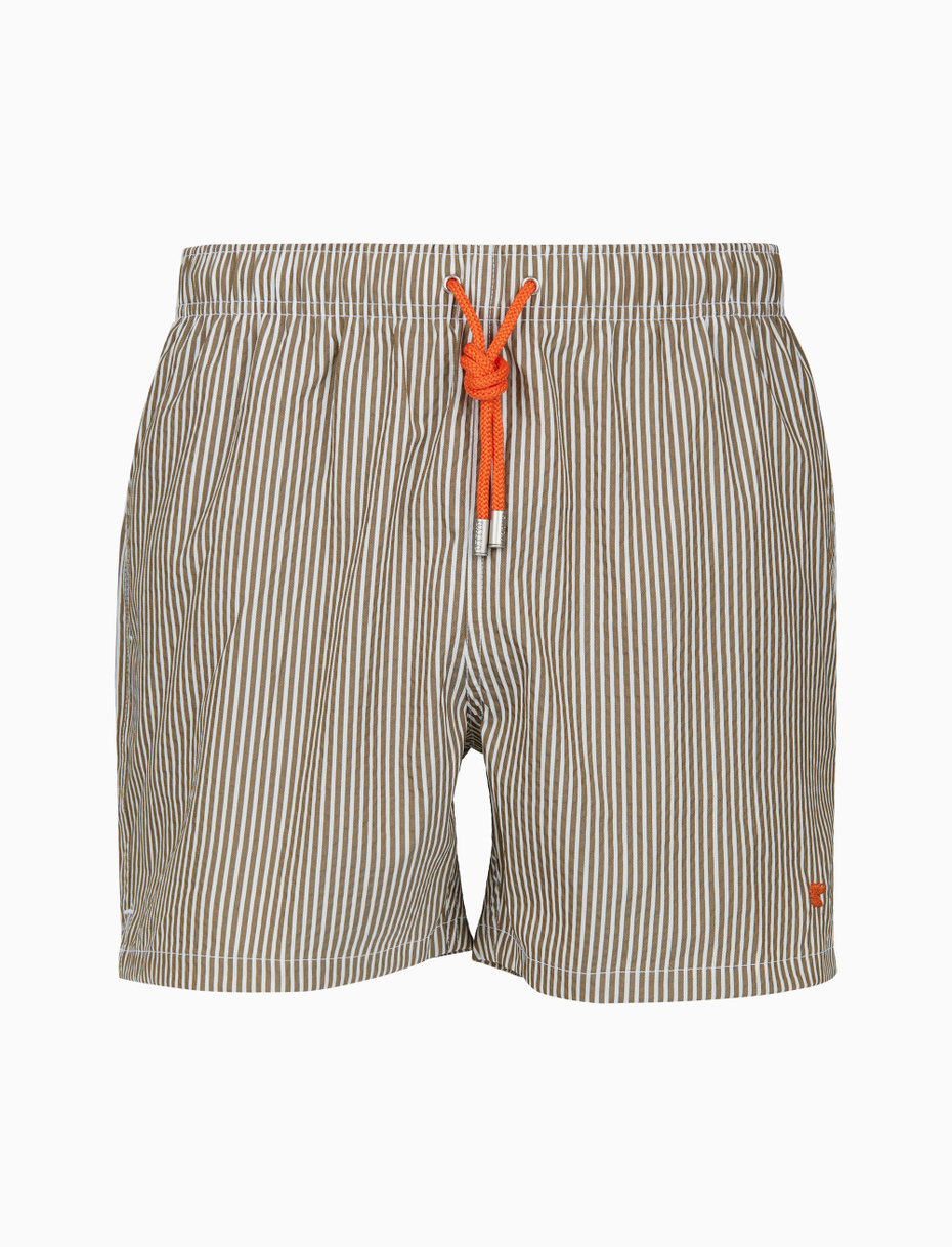 Men's green swimming shorts with seersucker motif - Gallo 1927 - Official Online Shop