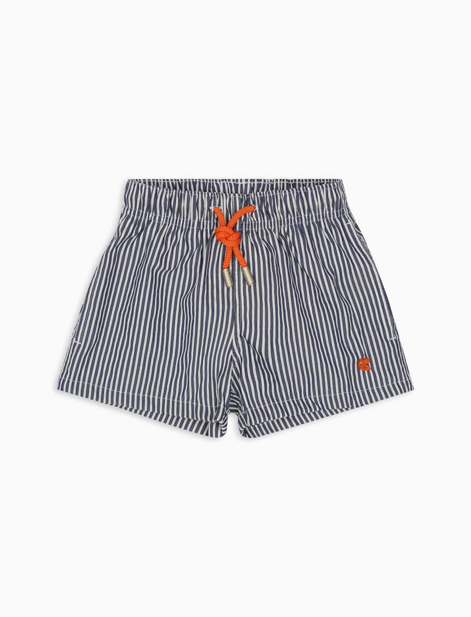 Kids' blue polyester swim shorts with seersucker motif - Gallo 1927 - Official Online Shop