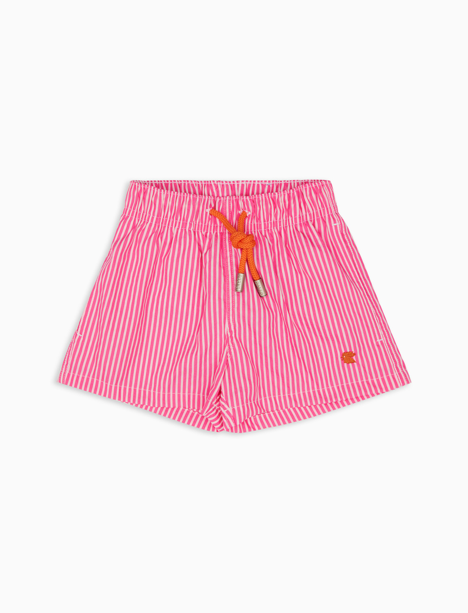 Kids' fuchsia swimming shorts with seersucker motif - Gallo 1927 - Official Online Shop