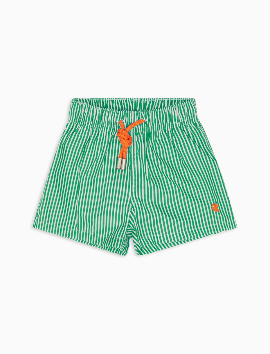 Kids' clover polyester swim shorts with seersucker motif - Gallo 1927 - Official Online Shop