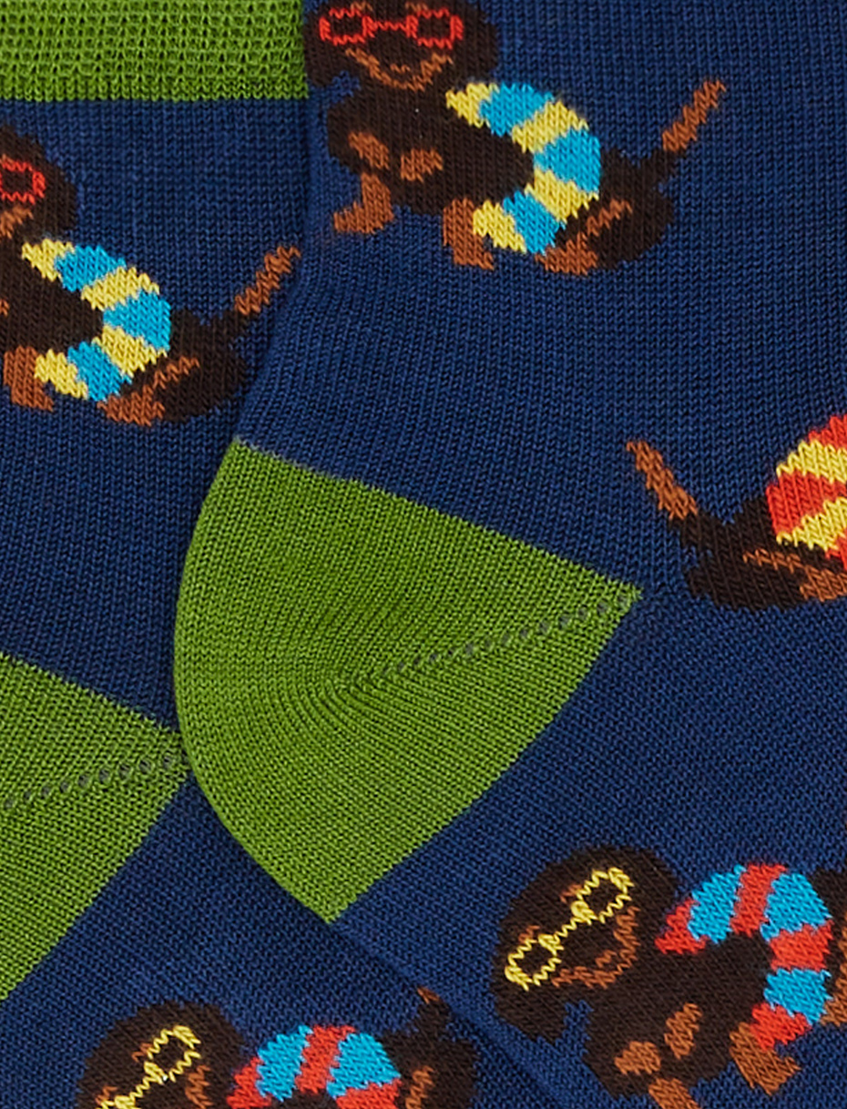 Kids' low-cut royal blue lightweight cotton socks with dog motif - Gallo 1927 - Official Online Shop