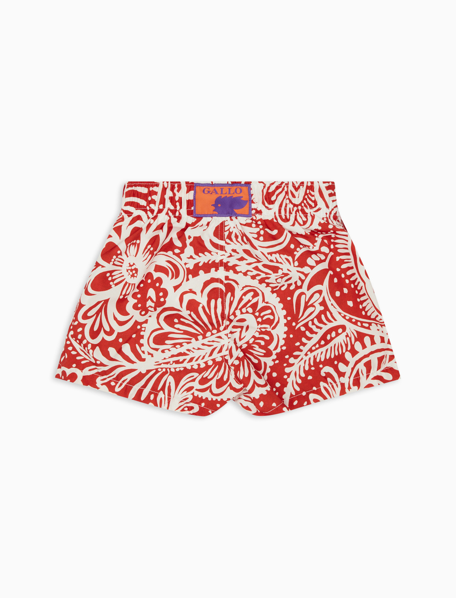 Kids' ruby red polyester swim shorts with Paisley pattern - Gallo 1927 - Official Online Shop