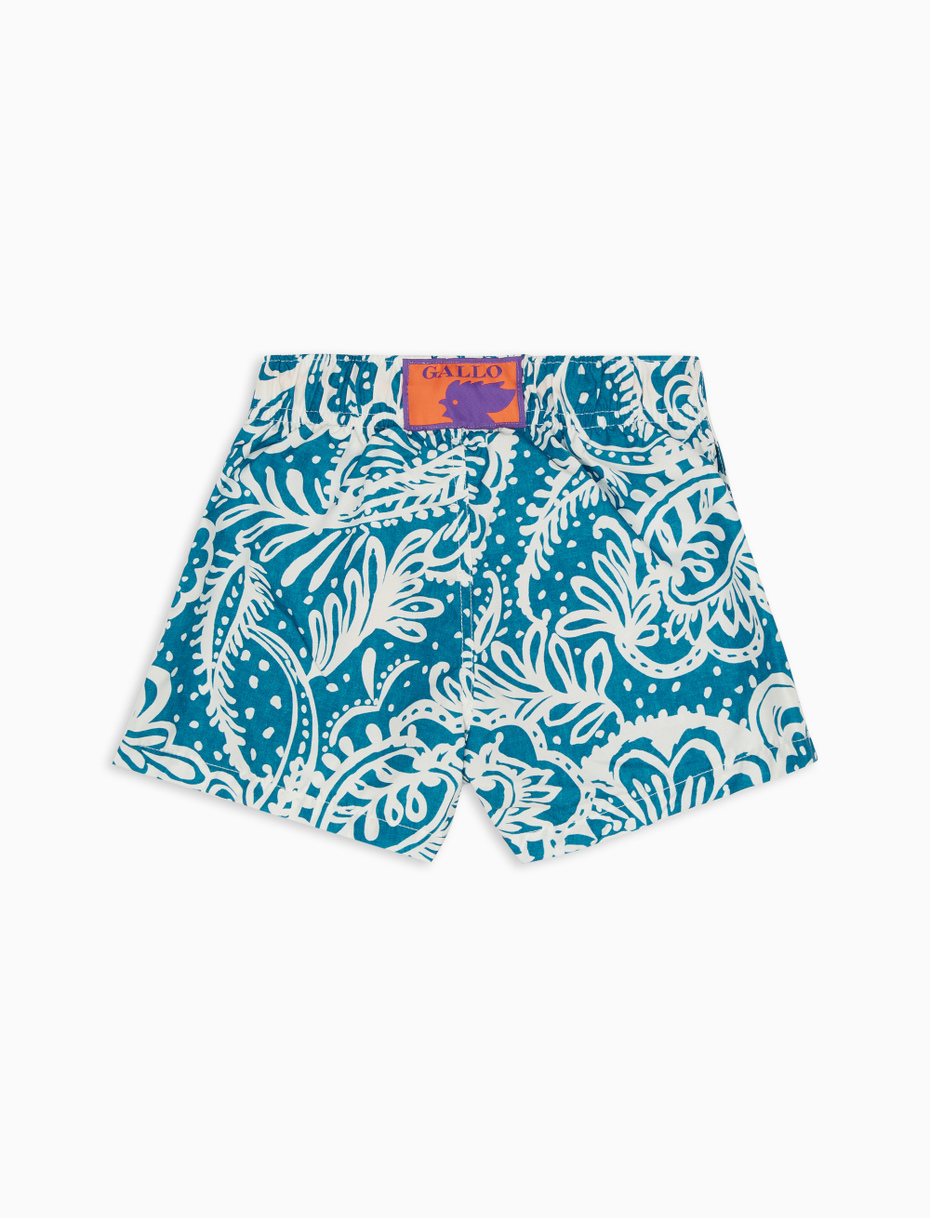 Kids' dragonfly blue polyester swim shorts with Paisley pattern - Gallo 1927 - Official Online Shop