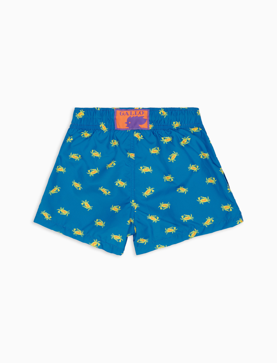 Kids' topaz polyester swim shorts with crab motif - Gallo 1927 - Official Online Shop