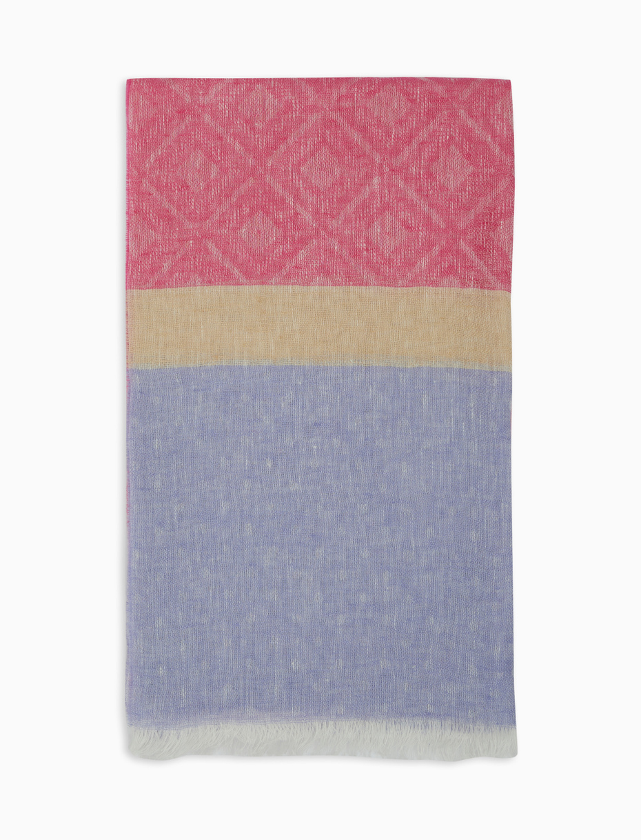 Unisex hyacinth linen scarf with batik motif and polka dot edge - Gallo 1927 - Official Online Shop