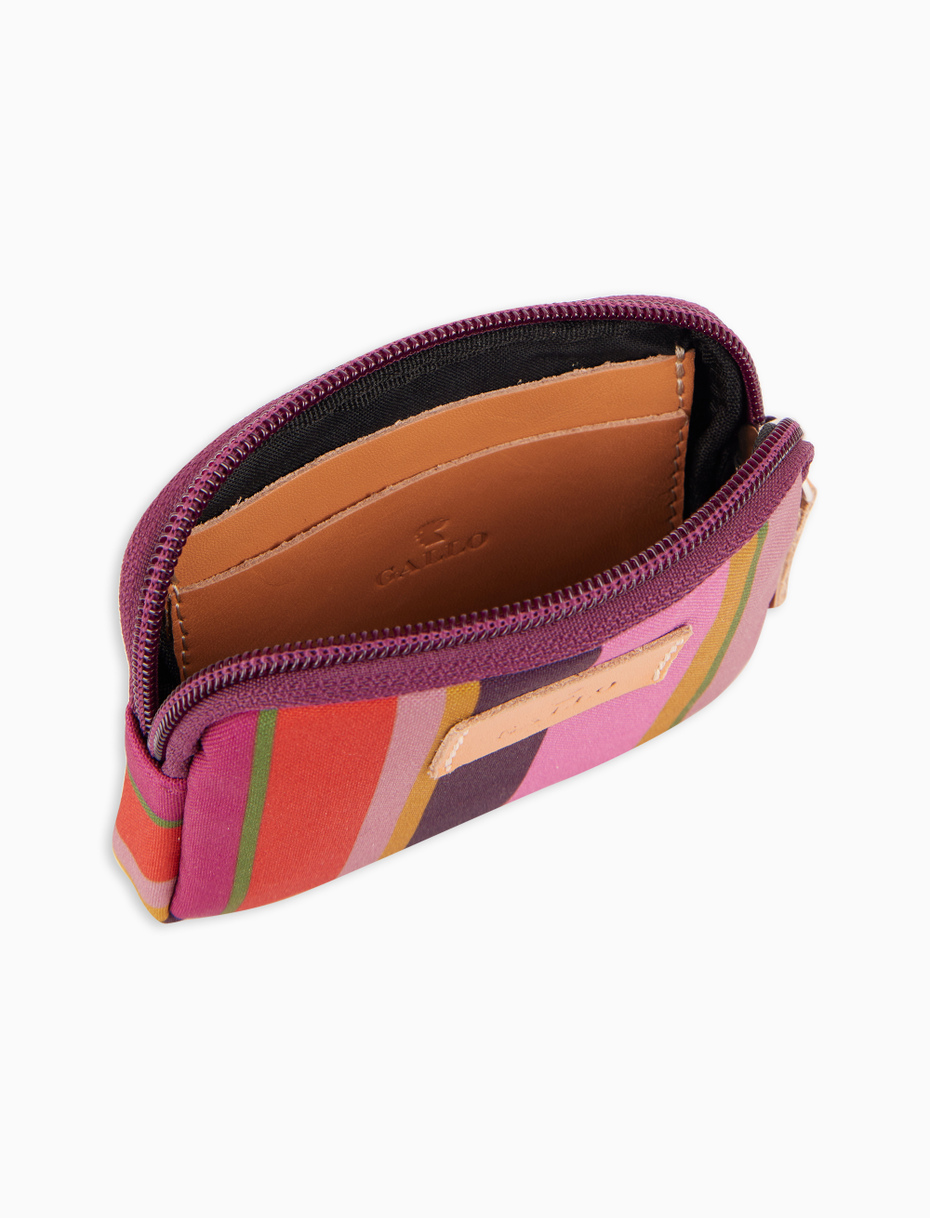 Small unisex purple pouch with multicoloured stripes - Gallo 1927 - Official Online Shop