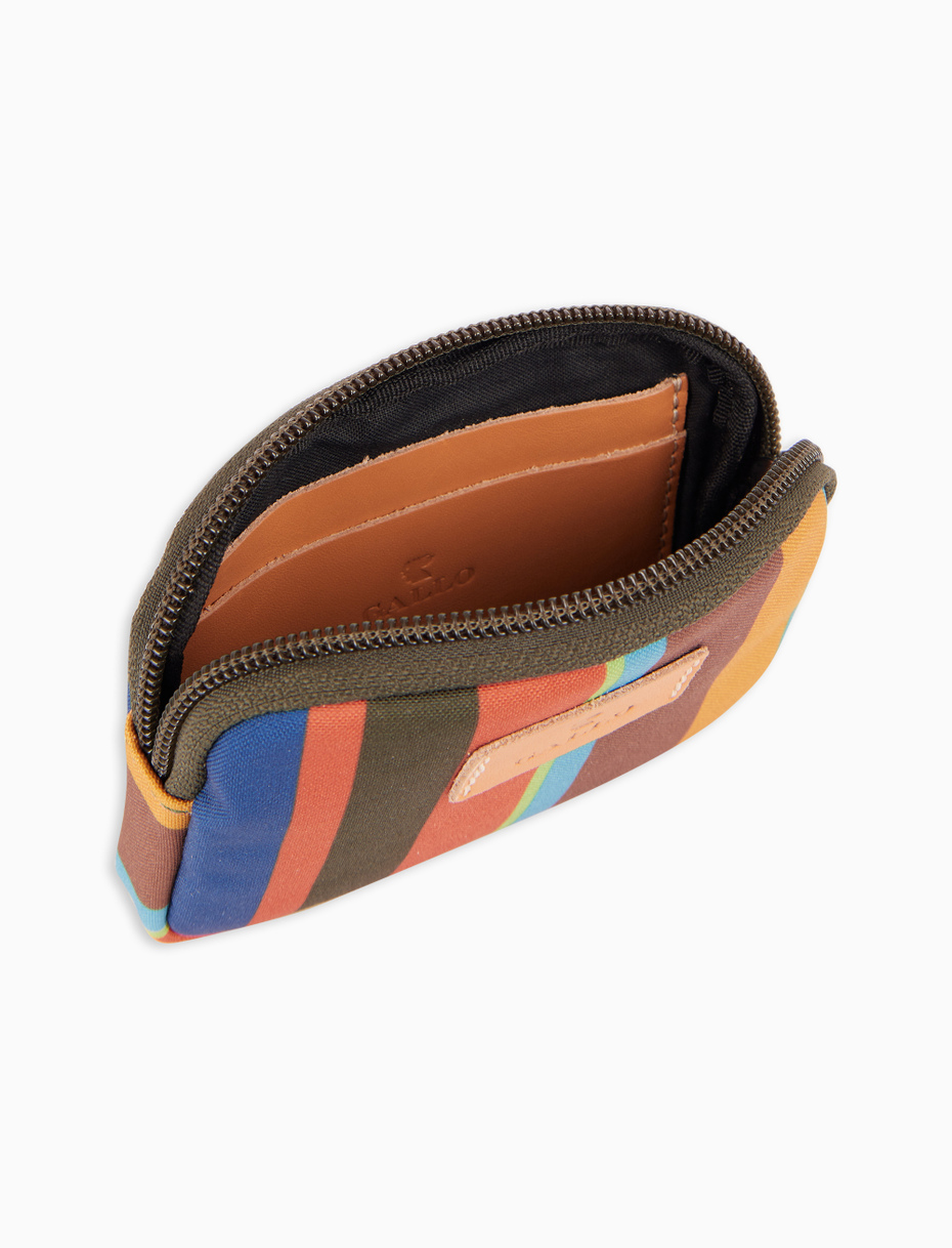 Small unisex green pouch with multicoloured stripes - Gallo 1927 - Official Online Shop