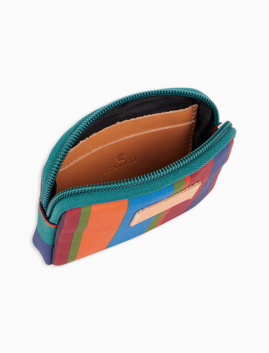 Small unisex blue pouch with multicoloured stripes - Gallo 1927 - Official Online Shop