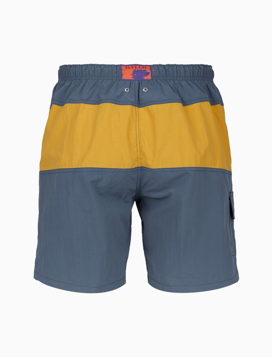 Plain blue men's swimming boxer shorts with contrasts - Gallo 1927 - Official Online Shop