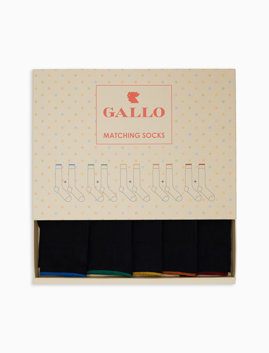 Men's long blue cotton socks in box "matching socks" - Gallo 1927 - Official Online Shop