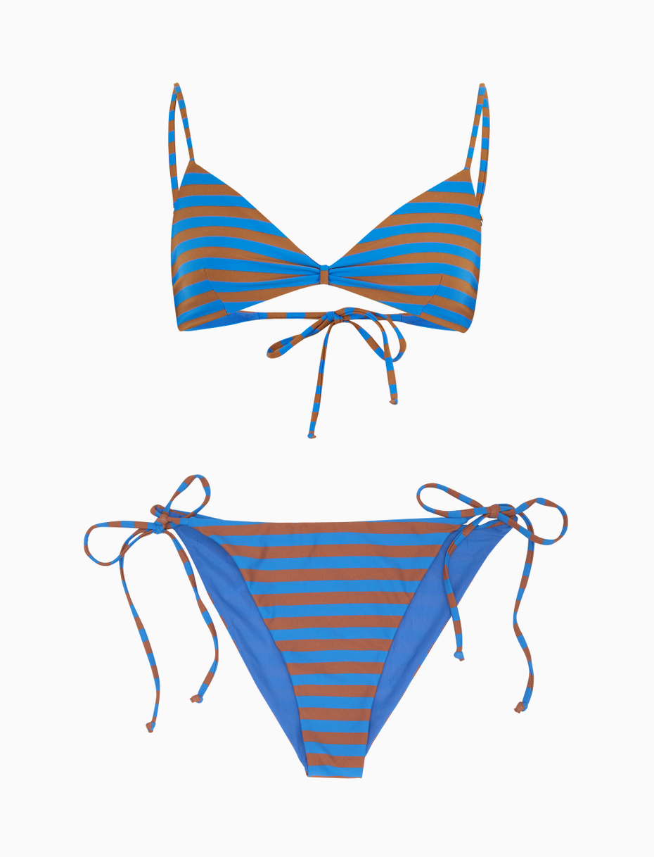 Vervagen twee krullen Women's carbon paper blue polyamide bra-style bikini top with two-tone  stripes | Gallo