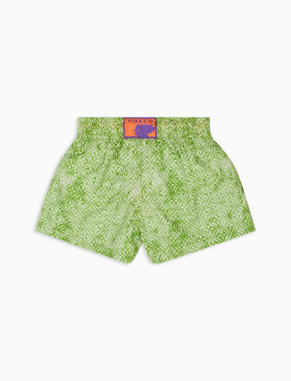 Kids' green polyester swim shorts with batik motif - Gallo 1927 - Official Online Shop