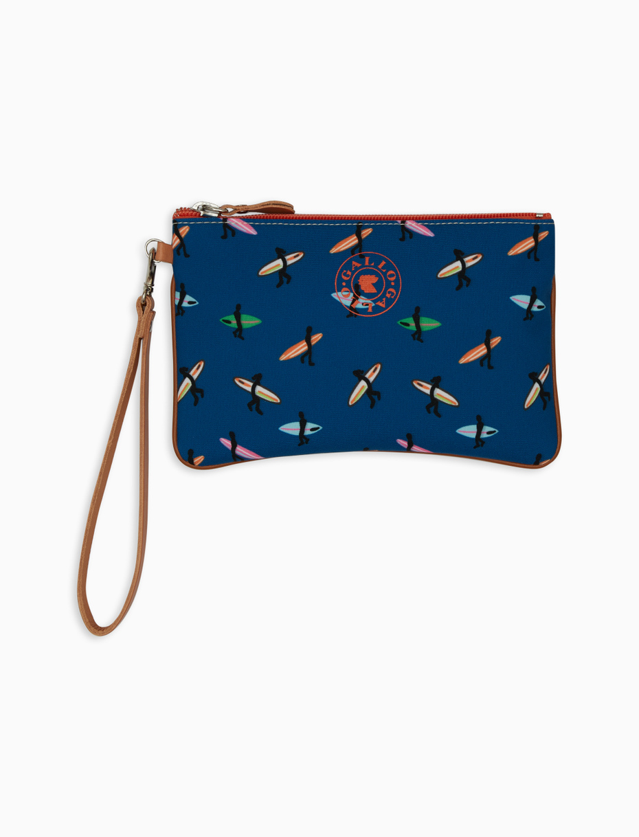Contemporary unisex Danube blue polyester pouch with surfer motif - Gallo 1927 - Official Online Shop