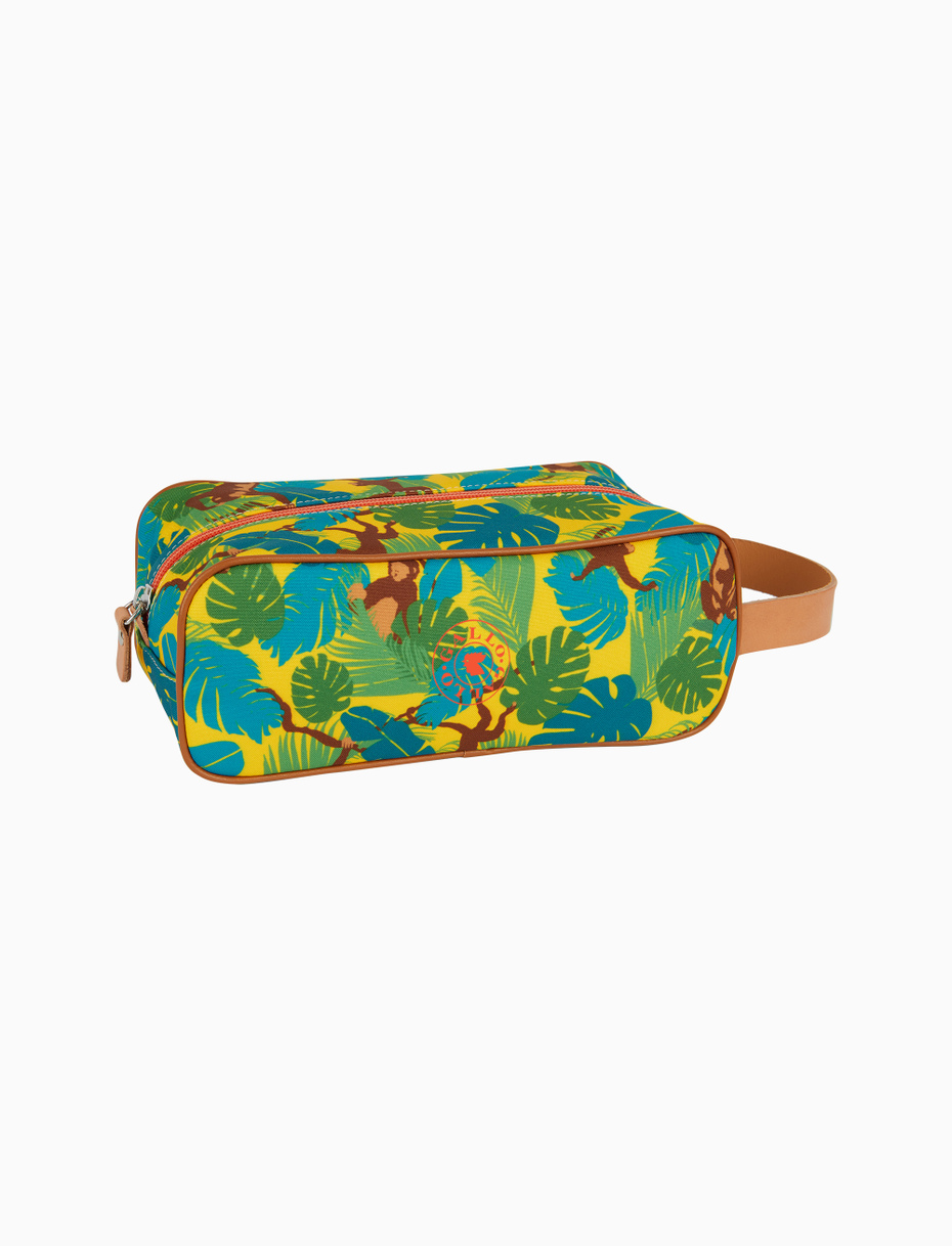 Classic unisex narcissus yellow polyester beauty case with monkey motif - Gallo 1927 - Official Online Shop
