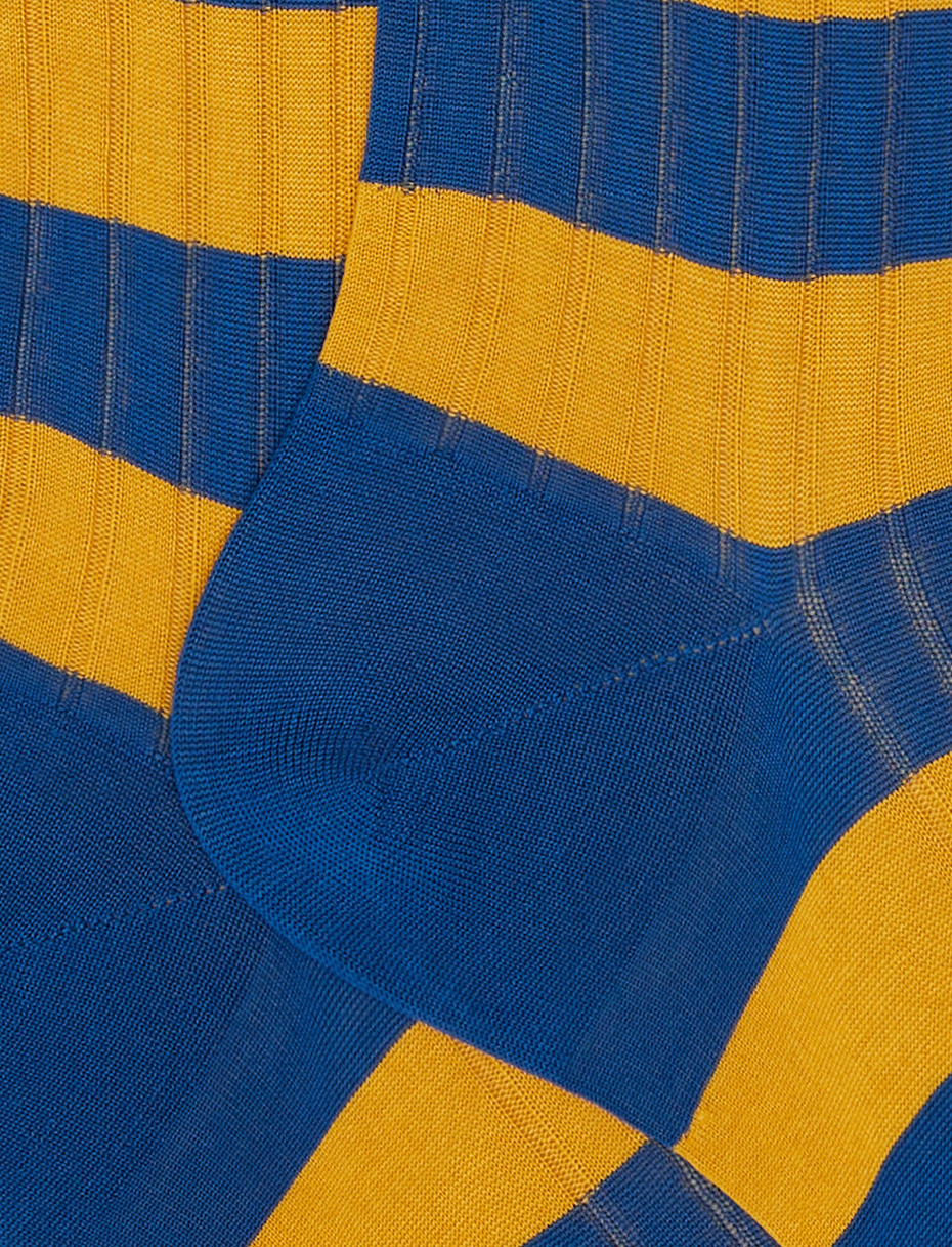 Calze lunghe uomo cotone blu cosmo a coste righe bicolore - Gallo 1927 - Official Online Shop