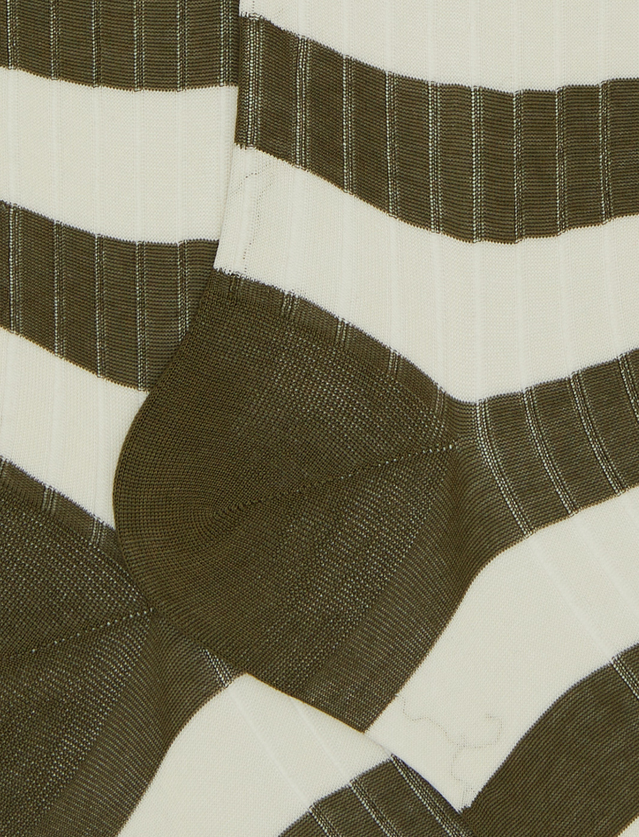 Calze lunghe uomo cotone a coste righe bicolore verde - Gallo 1927 - Official Online Shop