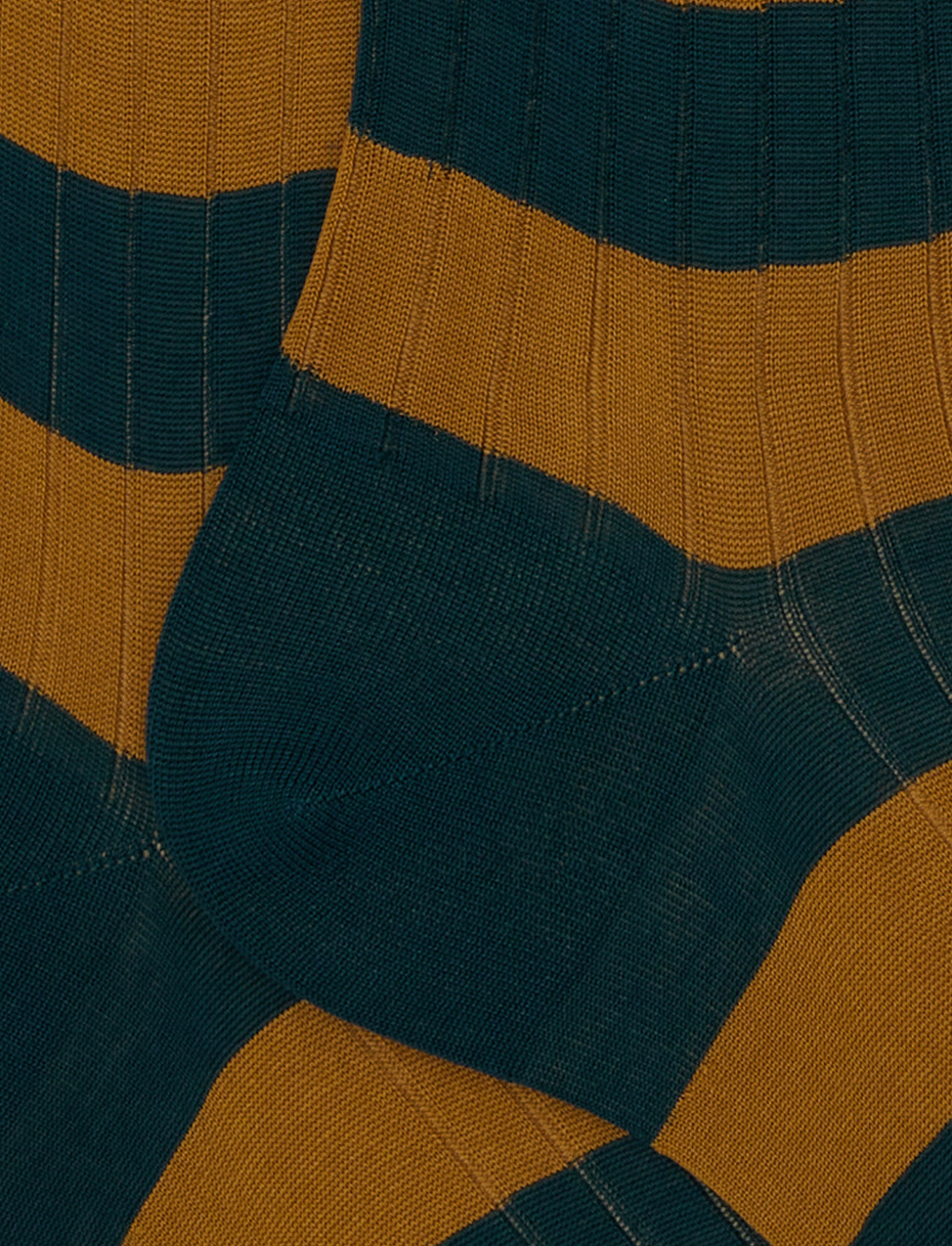 Calze lunghe uomo cotone verde a coste righe bicolore - Gallo 1927 - Official Online Shop