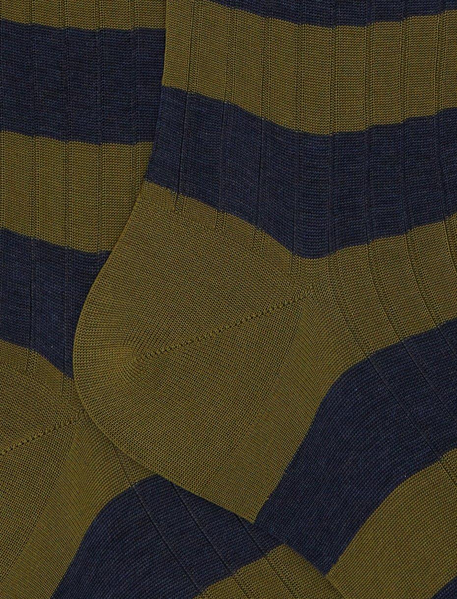 Calze lunghe uomo cotone verde a coste righe bicolore - Gallo 1927 - Official Online Shop