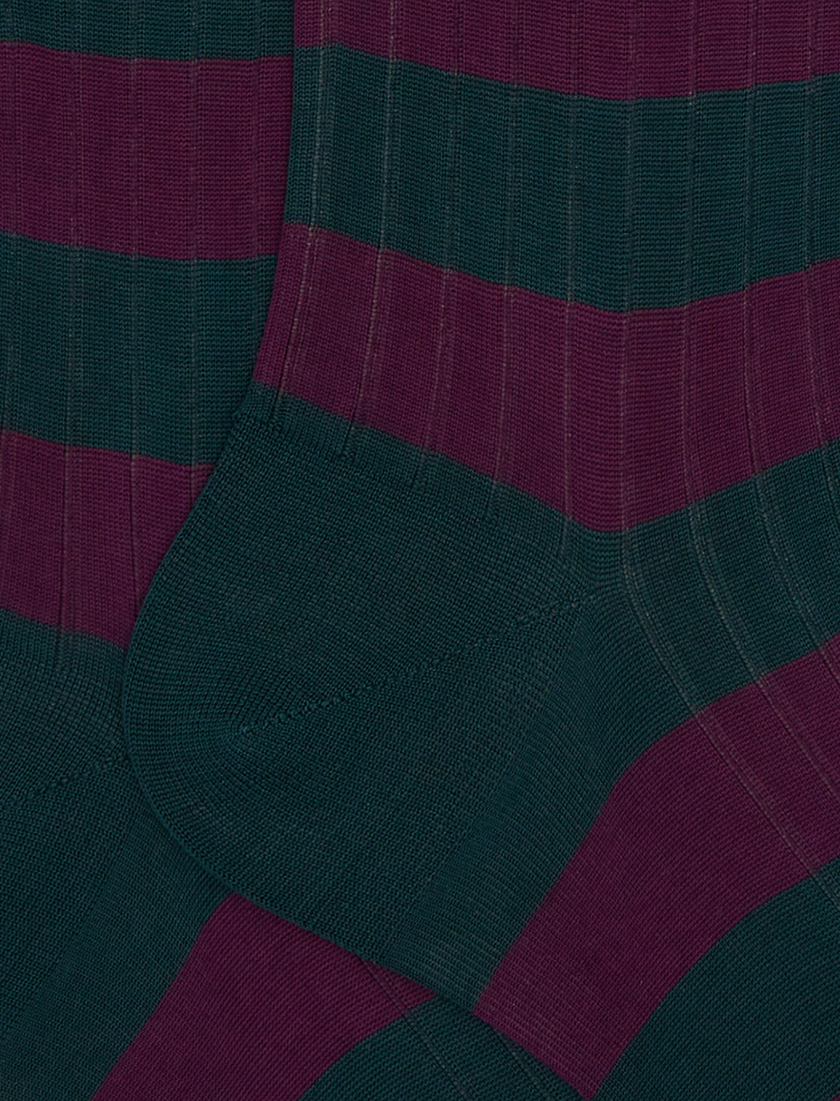 Calze lunghe uomo cotone verde a coste righe bicolore - Gallo 1927 - Official Online Shop