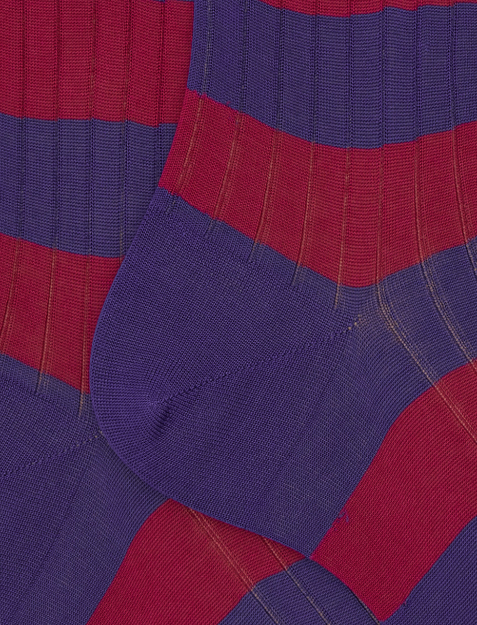 Calze lunghe uomo cotone viola a coste righe bicolore - Gallo 1927 - Official Online Shop