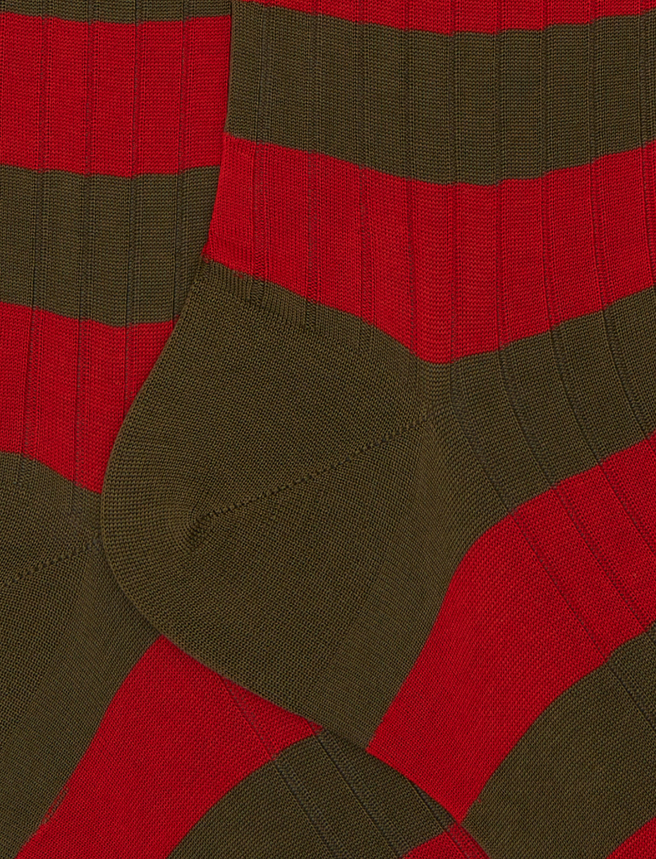 Calze lunghe uomo cotone verde a coste righe bicolore - Gallo 1927 - Official Online Shop