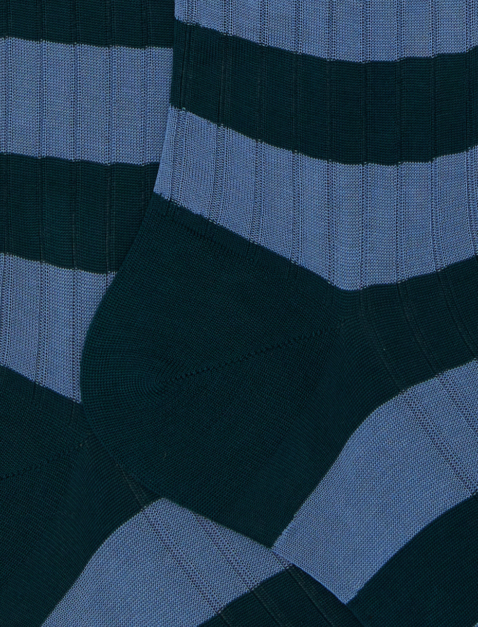 Calze lunghe uomo cotone verde a coste righe bicolore - Gallo 1927 - Official Online Shop