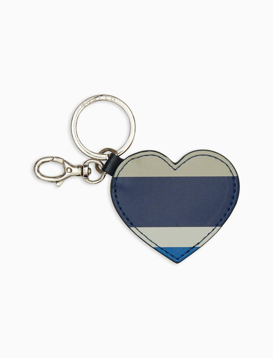 Unisex royal blue leather heart key ring with multicoloured stripes - Gallo 1927 - Official Online Shop