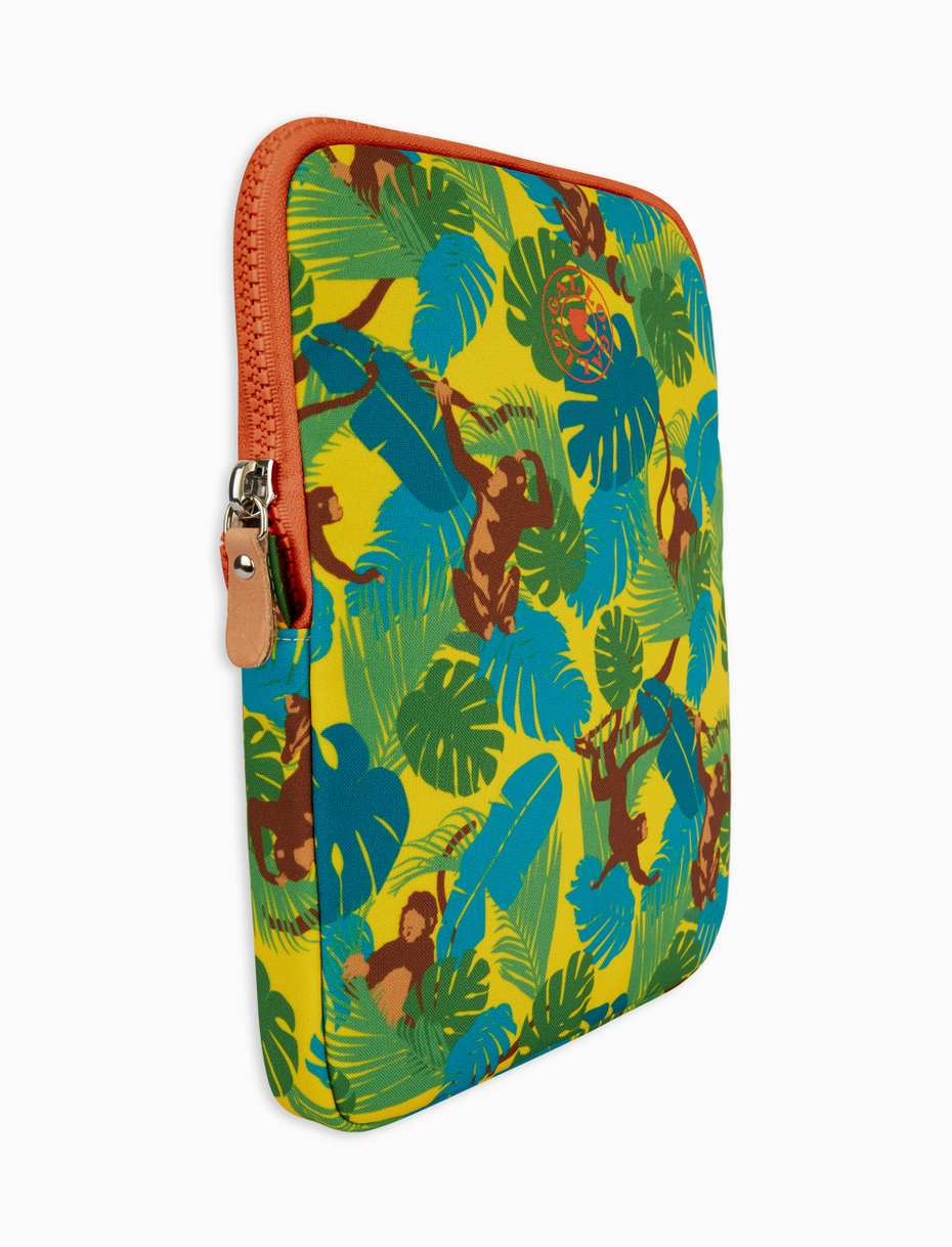 Unisex narcissus yellow polyester tablet case with monkey motif - Gallo 1927 - Official Online Shop